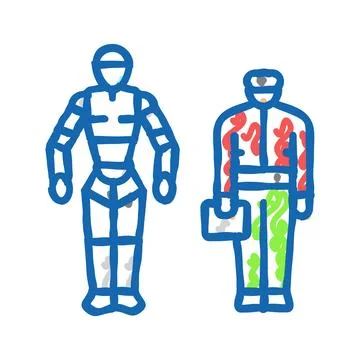 Robotics tech enthusiast icon doodle illustration Illustrazione stock