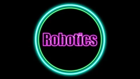 'Robotics' Text Animation with Neon Glow &amp; Glowing Circles. Stock Footage 282577129