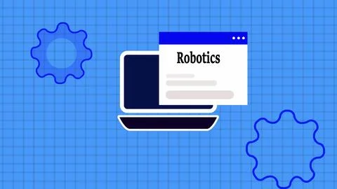 Robotics text isolated digital technology notification message page on lapt.. Stock Illustration