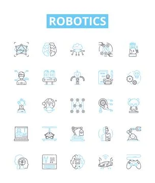 Robotics vector line icons set. Robots, Automation, AI, Machine, Learning Stockillustratie