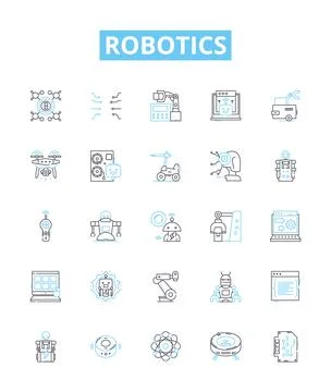 Robotics vector line icons set. Robots, Automation, AI, Machine, Learning Stockillustratie