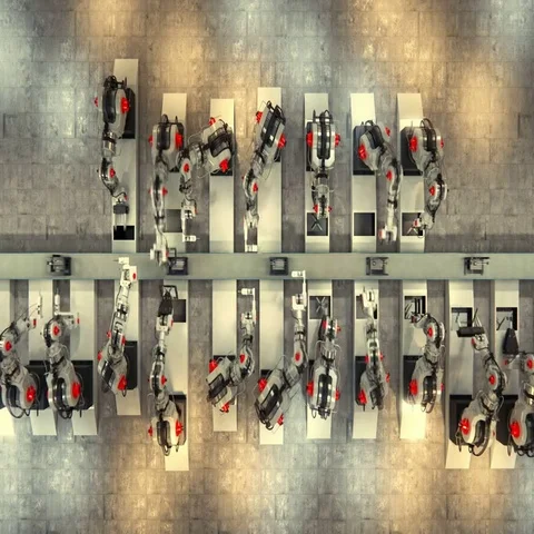 Robotics work in production line of 3d printer parts at factory Stock Footage 69430277