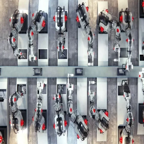 Robotics work in production line of 3d printer parts at factory Stock Footage 69430913