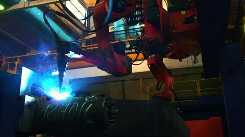 Robotics work in production line of car parts at factory Stock Footage 78393376