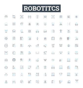 Robotitcs vector line icons set. Robotics, Automation, AI, Programmable Stockillustratie