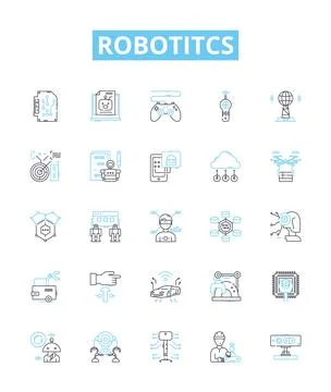 Robotitcs vector line icons set. Robotics, Automation, AI, Programmable Stockillustratie