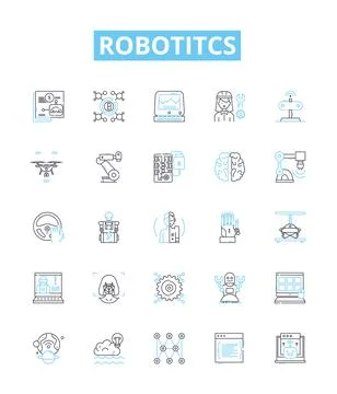 Robotitcs vector line icons set. Robotics, Automation, AI, Programmable Stockillustratie