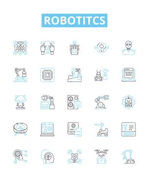 Robotitcs vector line icons set. Robotics, Automation, AI, Programmable Stockillustratie