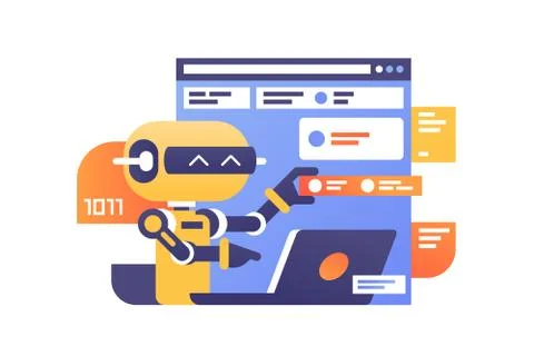 Robotization IT sphere for online supporting site. Stock Illustration