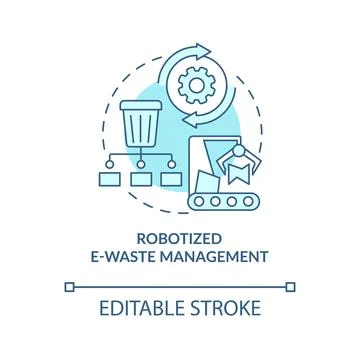 Robotized e-waste management process concept icon Illustrazione stock