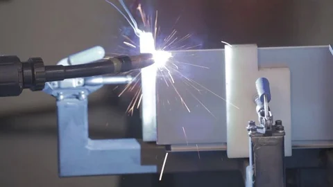 Robotized welding in industry Stock Footage 69857215