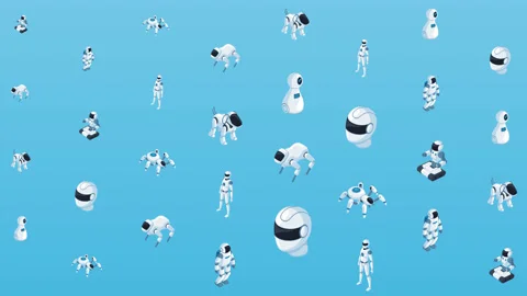 Robots 8K pattern loop background Stock Footage 157027707