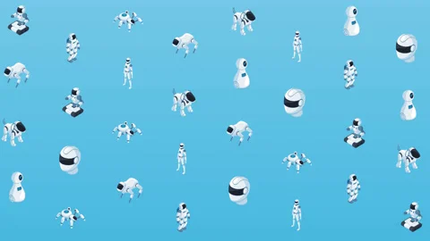 Robots 8K wiggle pattern loop background Stock Footage 157028224