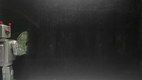 Robots and coding on a blackboard Video stock 115500466