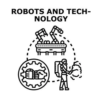 Robots and modern technology concept illustration Stock Illustration