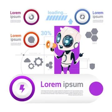 Robots And Modern Technology Template Infographic Elements Artificial Stock Illustration