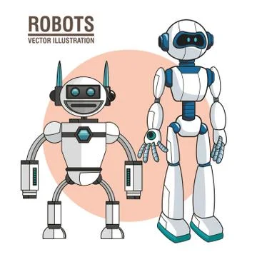 Robots android modern technology Illustrazione stock