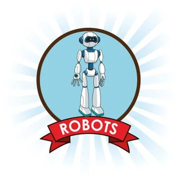 Robots android technology futuristic banner Illustrazione stock