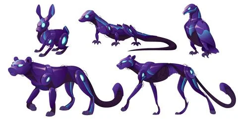 Robots animals robotics mechanical monsters set Stock-Illustration