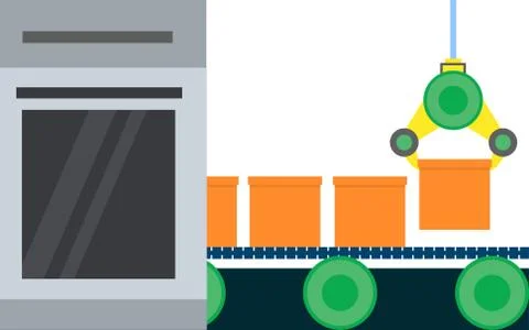 Robots are working in the factory Stock Illustration