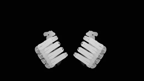 The Robot's Arms Opens The Palms, Alpha Channel,Depth Channel. Stock Footage 157585028