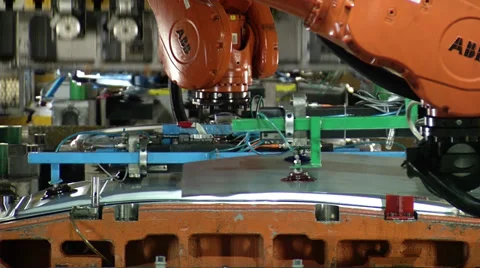 Robots in automobile Factory Stock Footage 34530165