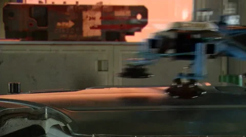 Robots in automobile Factory Stock Footage 34530666