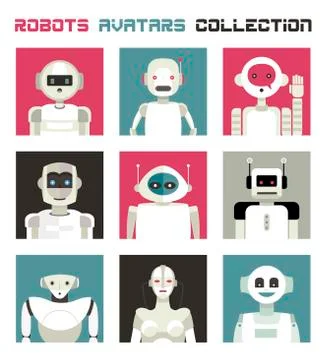 Robots Avatars collection Stock Illustration