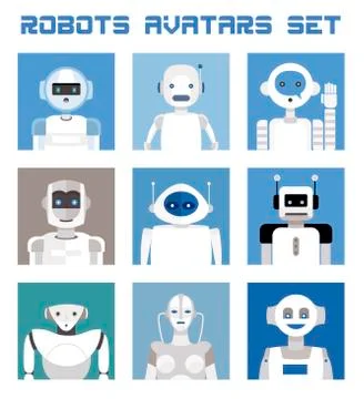 Robots Avatars Set Stock Illustration