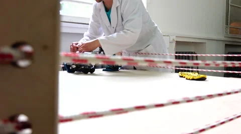 Robots battery discharge creator puts them in charge. New technologies. Stock Footage 52361630