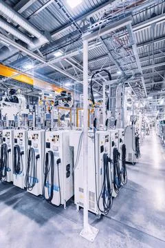 Robots in a car plant Stock Photos