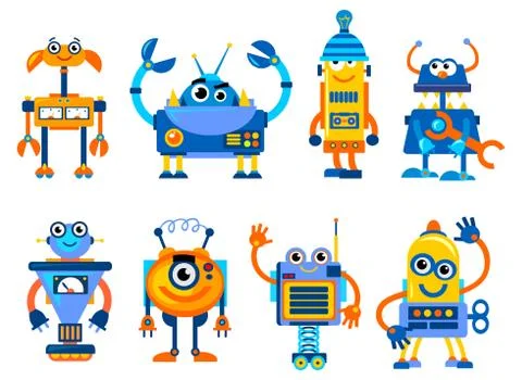 Robots characters set Stock Illustration