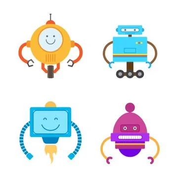 Robots Collection Types Set Vector Illustration Stock Illustration