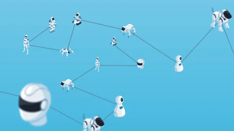 Robots connection lines animation Stock Footage 157028044