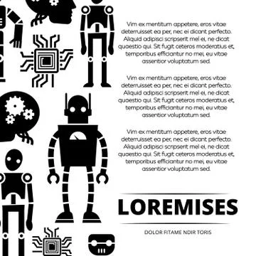 Robots, cyborgs and chips poster design 스톡 일러스트