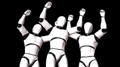 ROBOTS DANCING IN GROUP Stock Footage 120644424