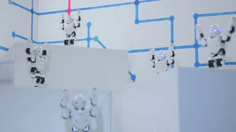 Robots dancing on stage Stock Footage 81786942