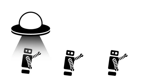 Robots Descend from UFO Stock Footage 335672356