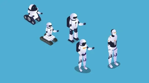 Robots evolution 3d animation cartoon Stock Footage 282963527
