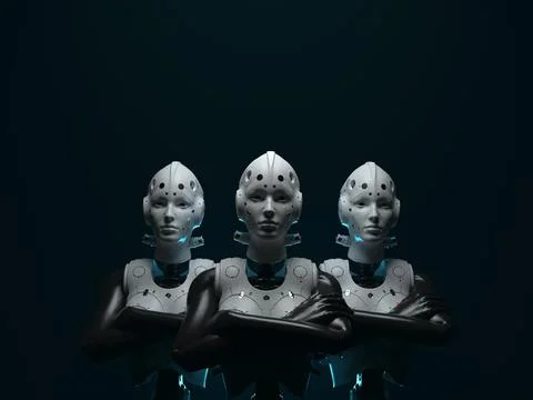 Robots of the future. portrait of terekh robots women . abstraction on the to Illustrazione stock