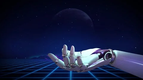 The robot's hand and brain inside the cyberspace symbolize  AI's capabilities. Stock Footage 305611283