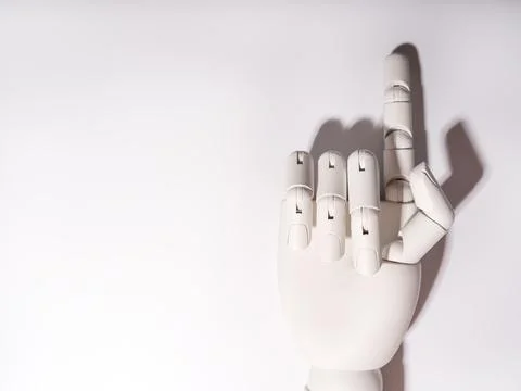 The robot's hand pointing ahead 스톡 사진