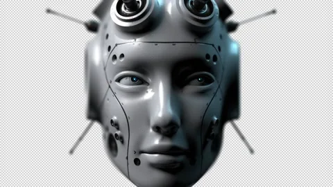 The robot's head is shot close-up watching what's going on. concepts of techn Stock Footage 171822590