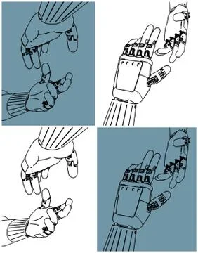 Robots Helping Hand Stock Illustration