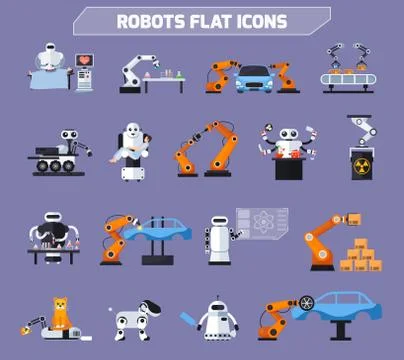 Robots Icons Set Stock Illustration
