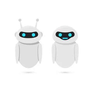 Robots isolated on white background. Bot design. Vector Stock Illustration