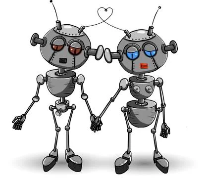 Robots in Love Illustrazione stock