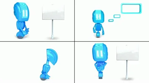 Robots with objects on white background set 05 Stock-Footage 11086315