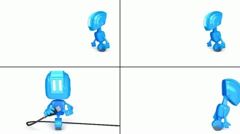 Robots with objects on white background set 06 Stock Footage 11086316