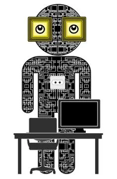 Robots for office work Illustrazione stock
